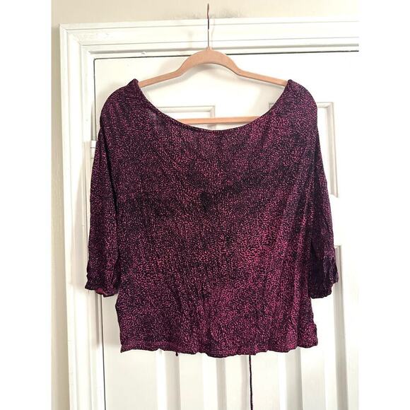 Velvet ANTHROPOLOGIE Hot Pink Cheetah Leopard Print Rayon Top - Small - Picture 4 of 4